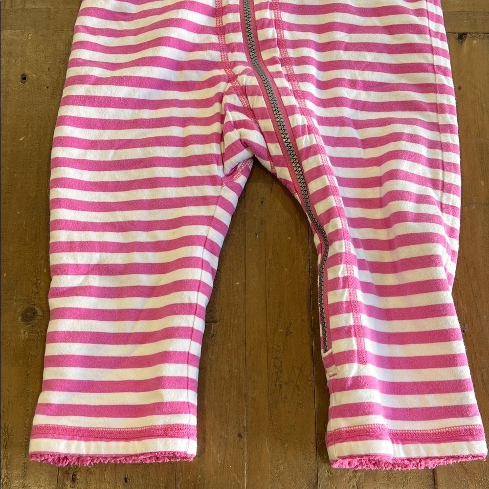 Hanna Anderson pink striped fleece lined bunting 18-24 months romper one piece - Picture 2 of 6